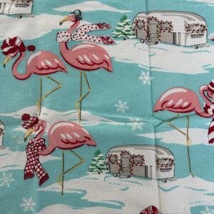 Nick & Nora Christmas Flamingo One Flannel Pillowcase Camper Pink Aqua